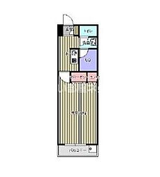 オーセンティック21 1Kの間取図画像
