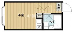 ハイツ新河岸 2階ワンルームの間取り