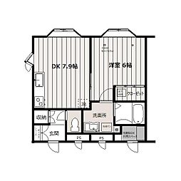 メゾンさかえ 1階1LDKの間取り