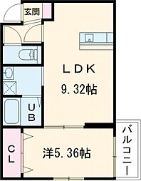 VIRIO合川 1階1LDKの間取り