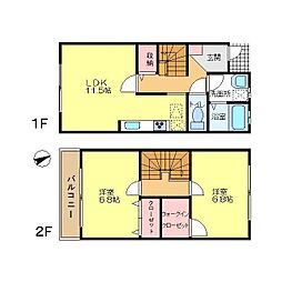 セレッソ 1階2LDKの間取り