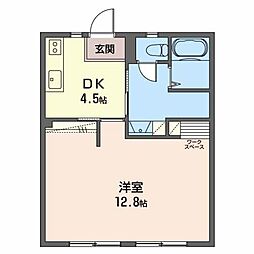 西尾ハイツ 1階1Kの間取り