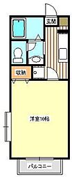 ライトコート大津 2階1Kの間取り