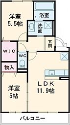 D-room　セピアコート鳳 207 2階2LDKの間取り