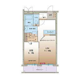 アメージングハート 1階1LDKの間取り