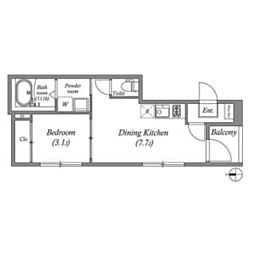 アミティア円町 0302 3階1DKの間取り