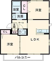 アメイジンググレイス 2階2LDKの間取り