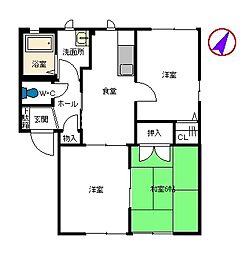 シャーメゾン古城　Ｂ棟 1階3Kの間取り