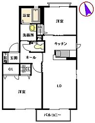 フォーレスＭ　II棟 2階2LDKの間取り