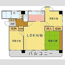 ハウス米ケ袋三丁目 3階3LDKの間取り