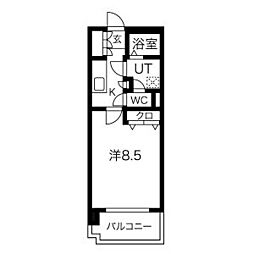 リビングステージ広瀬川 2階1Kの間取り