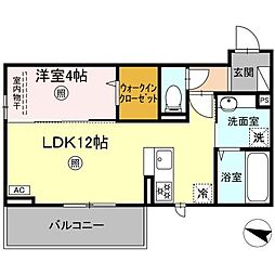 MITE行事　A棟 3階1LDKの間取り
