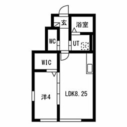 東仙台新築アパート 1階1LDKの間取り