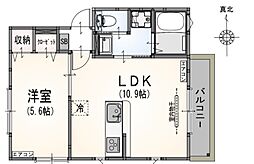 サンライズ大山II 2階1LDKの間取り