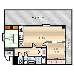 ベイエリア90 4階2LDKの間取り