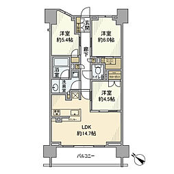 ザ・パークハウス町田フロント 13階3LDKの間取り