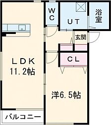 カルミア 2階1LDKの間取り