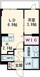 南海高師浜賃貸マンション(仮称) 4階1LDKの間取り