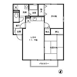 ウィルモア・Y 2階2LDKの間取り