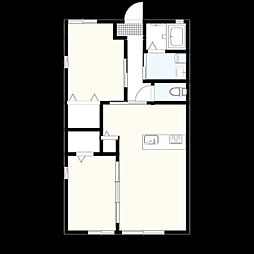 ハイム吉田C 1階2LDKの間取り