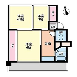 ヴィラナリー木太II　1号棟 4階3Kの間取り