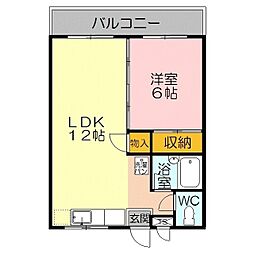 ラビットハウス　ＹＯＵ 2階1LDKの間取り
