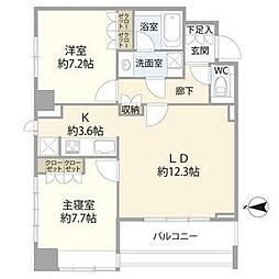 アクシア八王子 18階2LDKの間取り