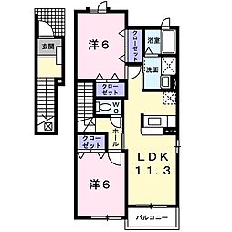 ニューアラモードＡ 2階2LDKの間取り