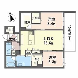 シャーメゾン510プレミア 1階2LDKの間取り