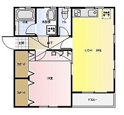JR両毛線 国定駅 徒歩30分の賃貸アパート 2階1LDKの間取り