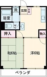 マウンテン秋川ハイツ 203 2階2DKの間取り