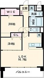 エクセルハイム東灘 4階2LDKの間取り