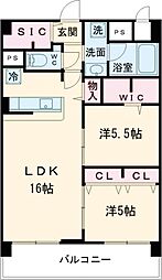 エクセルハイム東灘 2階2LDKの間取り