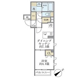 コンポジット早稲田鶴巻町 4階1DKの間取り