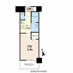 グランデール A0305 3階1Kの間取り