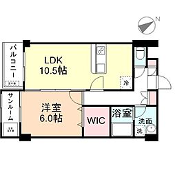 プリズムとなみ中神町 3階1LDKの間取り