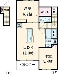 Histoire(イストワール)　I 2階2LDKの間取り