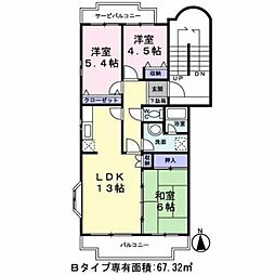 ビューテラスパティオ 2階3LDKの間取り