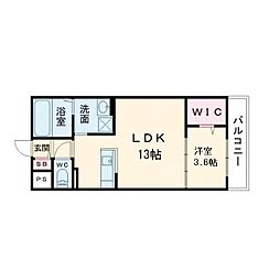 Casa Branche（カーサブランシェ） 3階1LDKの間取り