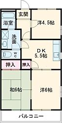 サンヒルズＡ棟 1階3DKの間取り