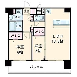 プレサンス東淀川駅前プローシェ 15階2LDKの間取り