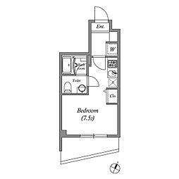 ＳＱＵＡＲＥ　ＣＩＴＹ　ＫＡＮＡＭＡＣＨＩ 12階ワンルームの間取り