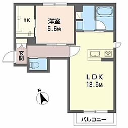 JR東北本線 名取駅 徒歩5分の賃貸アパート 2階1LDKの間取り