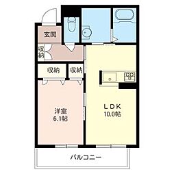 ベルデ　ヤマダ 3階1LDKの間取り