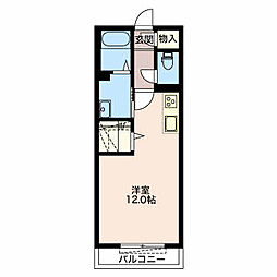 メゾン　ド　モンクール 1階ワンルームの間取り