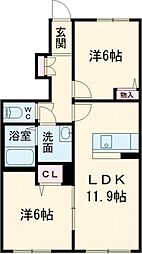 Ｇｒａｎ　Ｌｕｃｉａ 1階2LDKの間取り