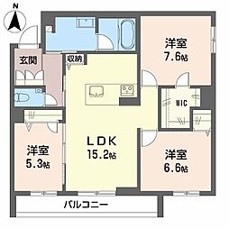 アルフラット　オリーブ 2階3LDKの間取り