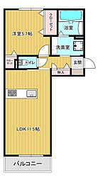 パークヴィラ杉水III 3階1LDKの間取り