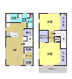 リュミエール・ボアIII 1階2LDKの間取り