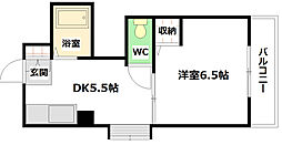 クレセントハウス 4階1DKの間取り